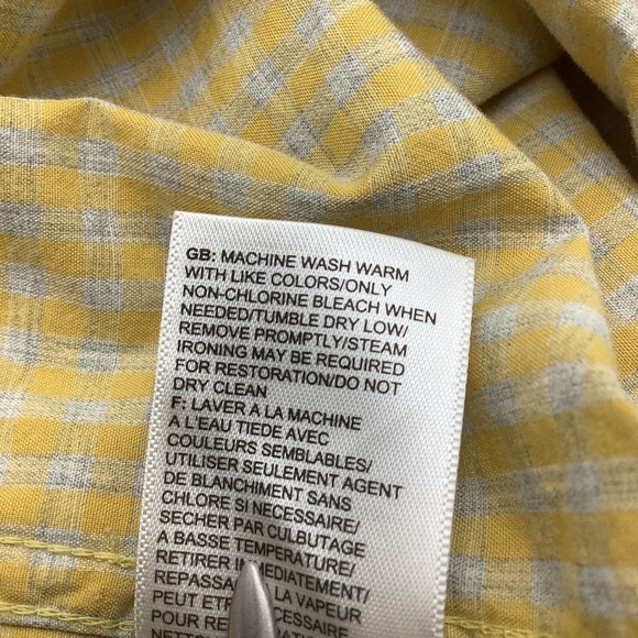 The North Face Mens Short Sleeve Button Up Shirt Yellow Check Size Large - Picture 6 of 6